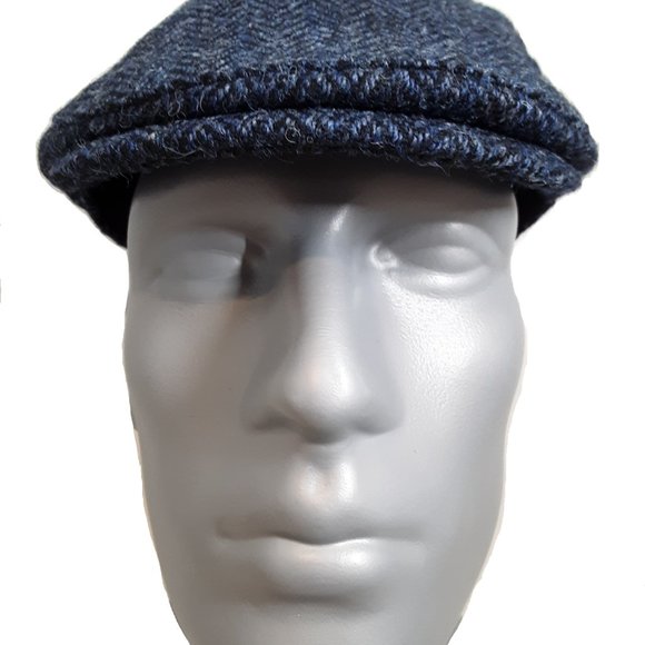 Hartside HS14 Scottish Highland Harris Tweed® Flat Cap Blue-Black - CHOOSE SIZE - Picture 4 of 11